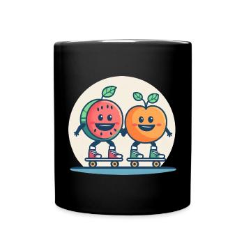 Roller skateboarding, fun and fruit - Full Colour Mug - black - Front