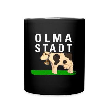 OLMA STADT 2 mit Kuh - Tasse einfarbig - Schwarz - Vorne