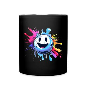 Cartoon Bowlingkugel - Tasse einfarbig - Schwarz - Vorne