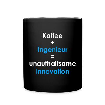 Kaffee gleich Innovation weiß - Tasse einfarbig - Schwarz - Vorne