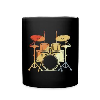 Drum Set Vintage Look - Tasse einfarbig - Schwarz - Vorne