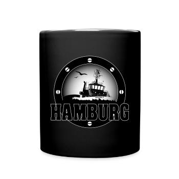 Tugboats in the Port of Hamburg - Full Colour Mug - black - Front