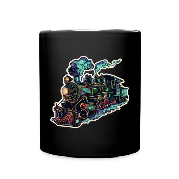 Lokomotive Cartoon Look - Tasse einfarbig - Schwarz - Vorne