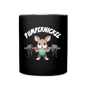 Lustiges Pumpernickel Workout Kaninchen Fitness - Tasse einfarbig - Schwarz - Vorne