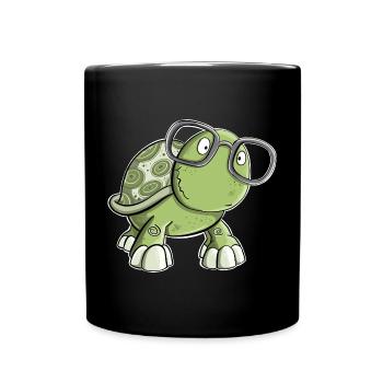 Tortue à lunettes - Mug uni - noir - Devant
