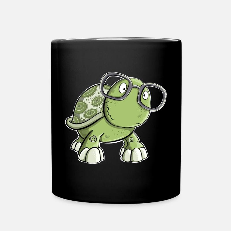 Schildkröte mit Brille - Tasse einfarbig - Schwarz