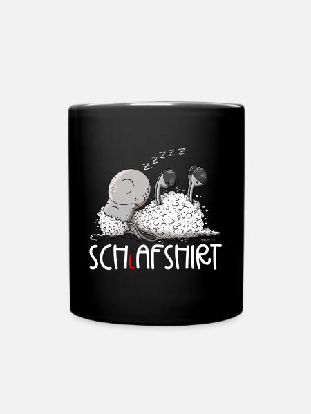 Kleines Schlafendes Schaf Träumt Schlafshirt - Tasse einfarbig - Schwarz
