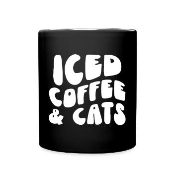 Eiskaffee & Katzenliebhaber - Tasse einfarbig - Schwarz - Vorne