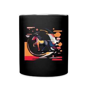 Cheval islandais - Graphique avec arrière-plan Variante 4 - Mug uni - noir - Devant