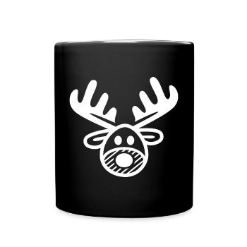 Reindeer comic cartoon Christmas xmas reindeer - Full Colour Mug - black - Front