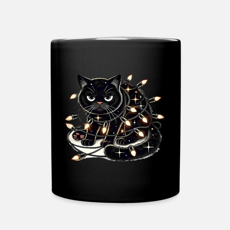 Chat de Noël . Miaoul mais s’il vous plaît sans guirlande - Mug uni - noir
