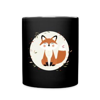 Lächelnder Fuchs – Verspielte Naturillustration - Tasse einfarbig - Schwarz - Vorne