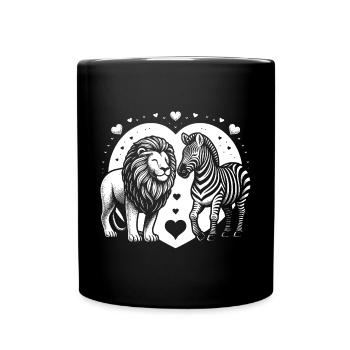 Leo and Zebra Love and Friendship - Full Colour Mug - black - Front