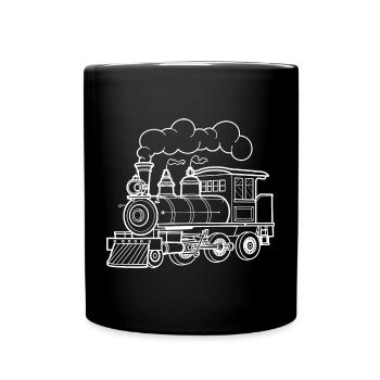 Dampflokomotive Skizze - Tasse einfarbig - Schwarz - Vorne
