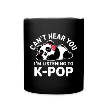 Cute Panda Listening to K-Pop - Full Colour Mug - black - Front