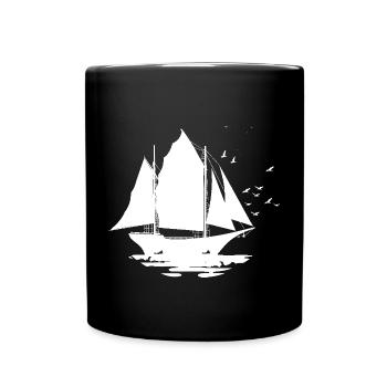 Segelschiff Skizze - Tasse einfarbig - Schwarz - Vorne