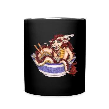 Witziger Ramen Nudel Drache Essen Japan Geschenk - Tasse einfarbig - Schwarz - Vorne