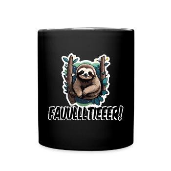 Niedliches Faultier Waldfreund Design - Tasse einfarbig - Schwarz - Vorne