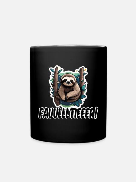 Niedliches Faultier Waldfreund Design - Tasse einfarbig - Schwarz