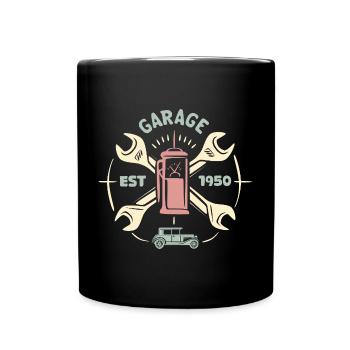 Retro Tankstelle & Oldtimer – Vintage 1950 Classic - Tasse einfarbig - Schwarz - Vorne