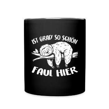 Süßes schläfriges Faultier - Tasse einfarbig - Schwarz - Vorne