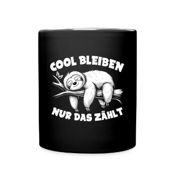 Süßes schläfriges Faultier - cool bleiben - Tasse einfarbig - Schwarz - Vorne