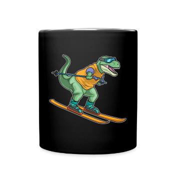 Tyrannosaurus Skifahrer Ski Wintersport - Tasse einfarbig - Schwarz - Vorne
