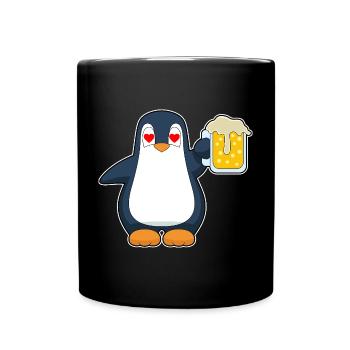 Pinguin Bier - Tasse einfarbig - Schwarz - Vorne