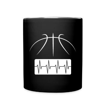 Basketball Lines as a Heartbeat - Streetball Logo - Full Colour Mug - black - Front