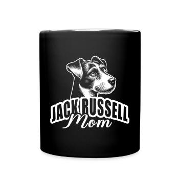 "Jack Russell Mom" mit Hundekopf - Tasse einfarbig - Schwarz - Vorne