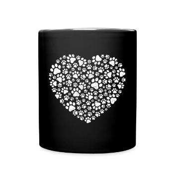 Dog Paw Heart – Liebe zum Hund - Tasse einfarbig - Schwarz - Vorne