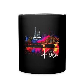 Horizon de Cologne Cathédrale de Cologne Allemagne Ville Coloré - Mug uni - noir - Devant