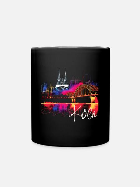 Köln Skyline Kölner Dom Deutschland Stadt Bunt - Tasse einfarbig - Schwarz