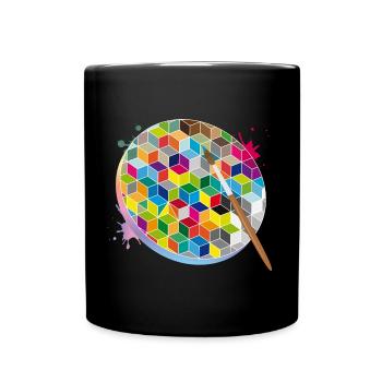 Creative Artist Palette with Geometric Colors - Full Colour Mug - black - Front