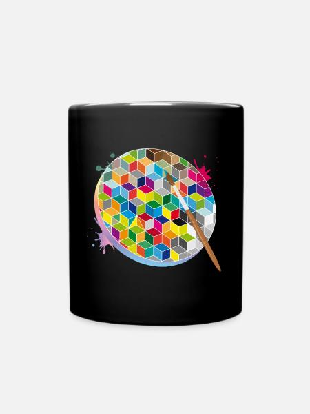 Kreative Künstlerpalette mit geometrischen Farben - Tasse einfarbig - Schwarz