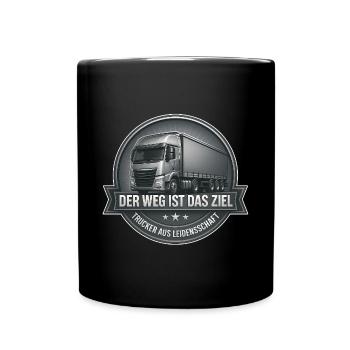 Vehicle design with slogan and truck motif - Full Colour Mug - black - Front