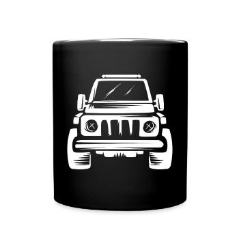 4x4 Offroad Auto - Gelände und Dirt Symbol - Tasse einfarbig - Schwarz - Vorne