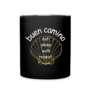 BuenCamino Muschel Motiv - Tasse einfarbig - Schwarz - Vorne