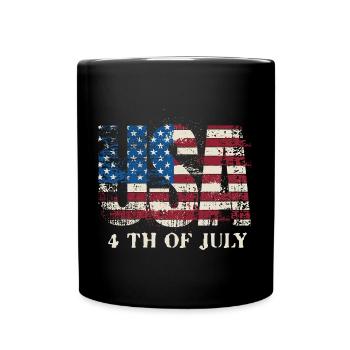 USA Flagge Grunge – 4. Juli Typografie Design - Tasse einfarbig - Schwarz - Vorne