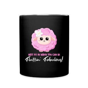 Pink sheep with a positive saying - Be fantastic! - Full Colour Mug - black - Front