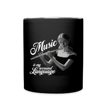 Flûte traversière - La musique est ma deuxième langue - Mug uni - noir - Devant