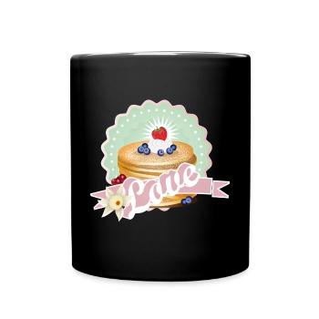 Charming pancake motif with cream and berries - Full Colour Mug - black - Front