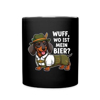 Woof, où est ma bière ? - Mug uni - noir - Devant
