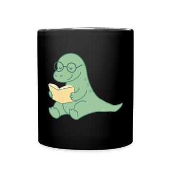 Lire Dino avec des lunettes – amoureux des livres - Mug uni - noir - Devant