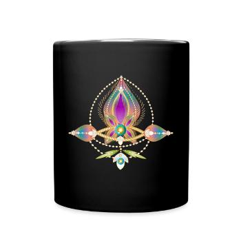 Motif oriental avec ornements en filigrane doré - Mug uni - noir - Devant
