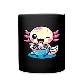 Axolotl with noodles ramen kawaii axolotl - Full Colour Mug - black - Front