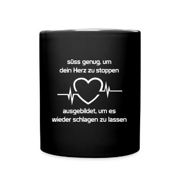 Lebensretter - Herz - Tasse einfarbig - Schwarz - Vorne