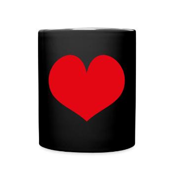 rotes Herz - Tasse einfarbig - Schwarz - Vorne