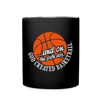 God created basketball - Tasse einfarbig - Schwarz - Vorne