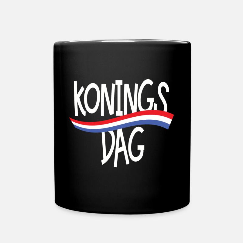 King's day with flag white - Full Colour Mug - black
